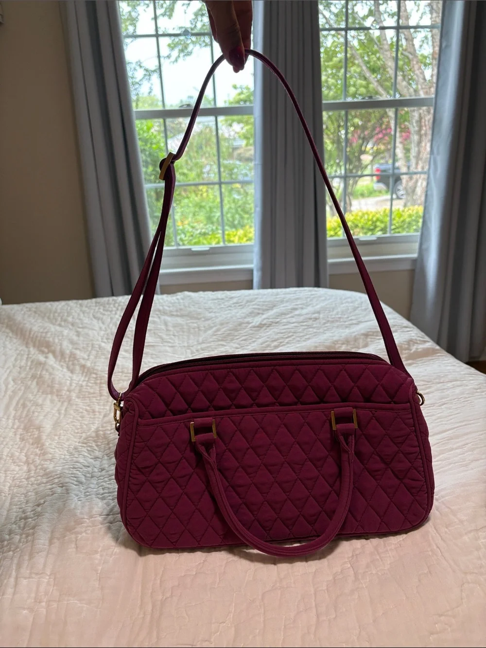 Quilted Vera Bradley Shoulder Bag Purple